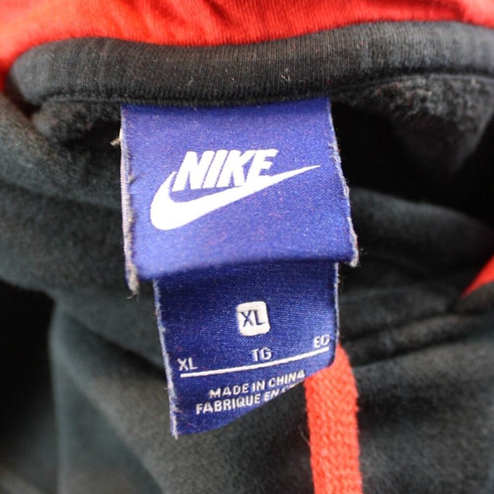 Nike Hoodie Hooded Sweatshirt Charcoal Gray Red Athletic Pullover XL - Picture 3 of 4
